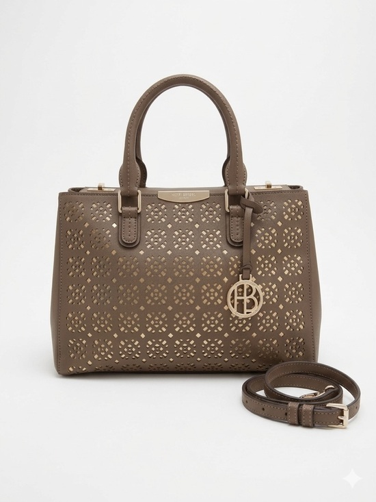 henri bendel Handbags - ❌SOLD❌Henri Bendel W 57th Laser-Cut Satchel - Pewter/Metallic Grey